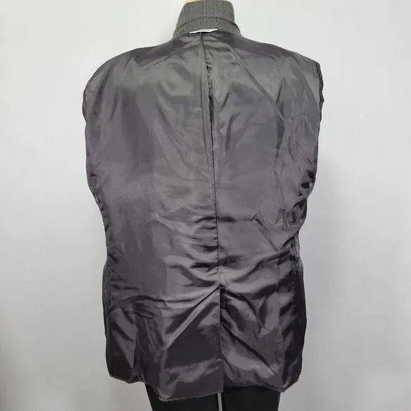 Joseph Feiss Men's Sport Coat Blazer Two Button Gray Herringbone Lambs Wool 46R - Picture 12 of 15